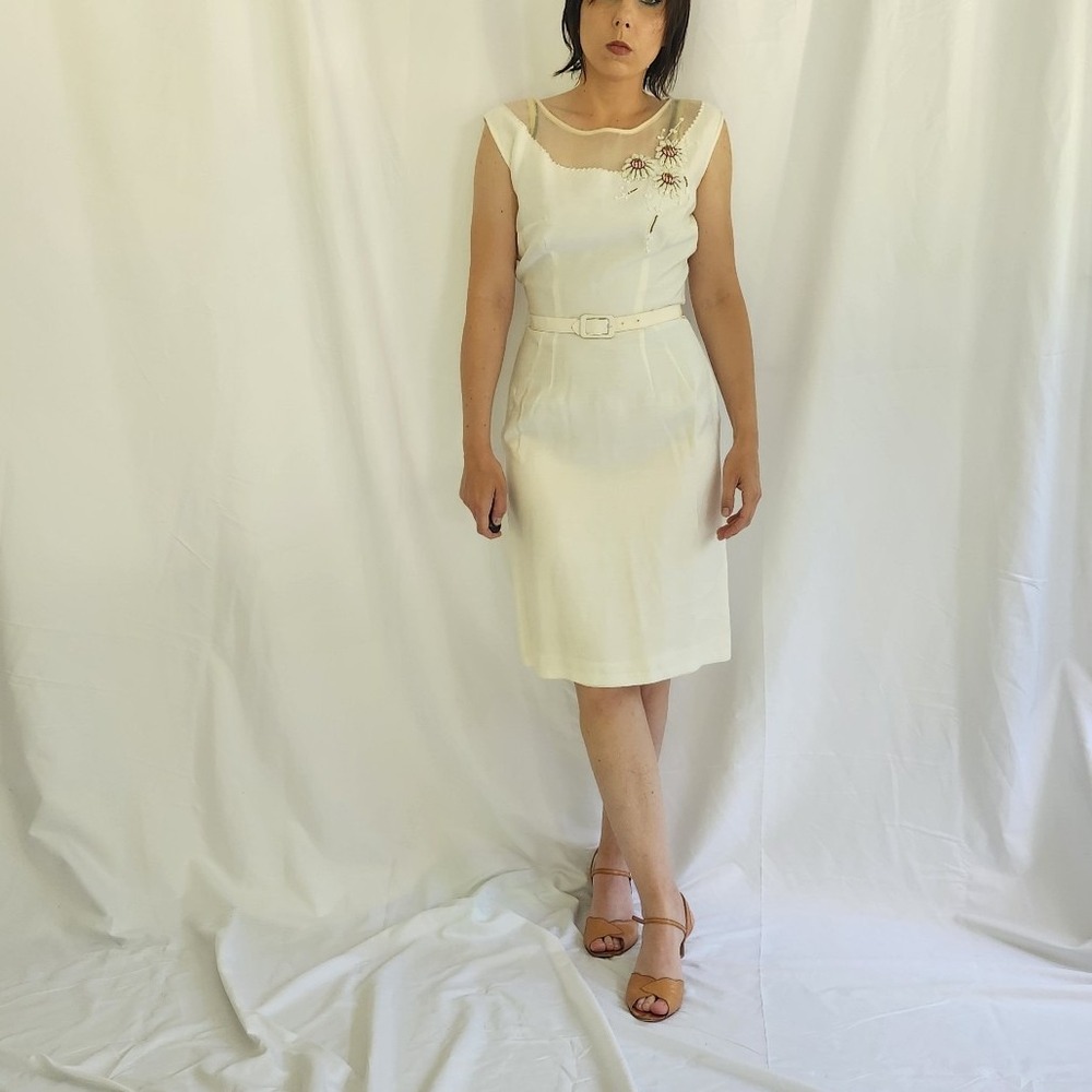 60s Ivory Wiggle Dress With Jacket